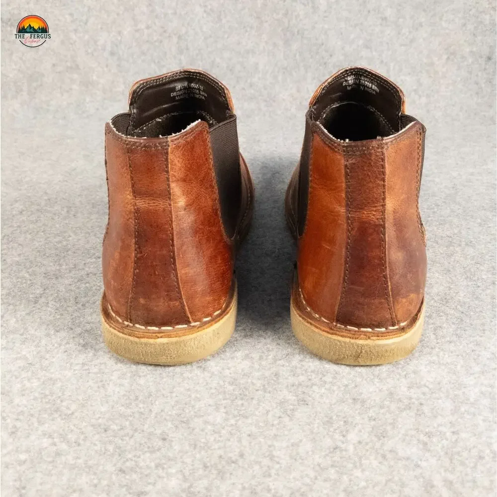 Kenneth Cole Reaction Chelsea Boots Brown Leather Pull-On Classic Men's Size 10